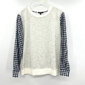 Drew Clothing Gray Knit Gingham Sleeve Blouse Women's Medium